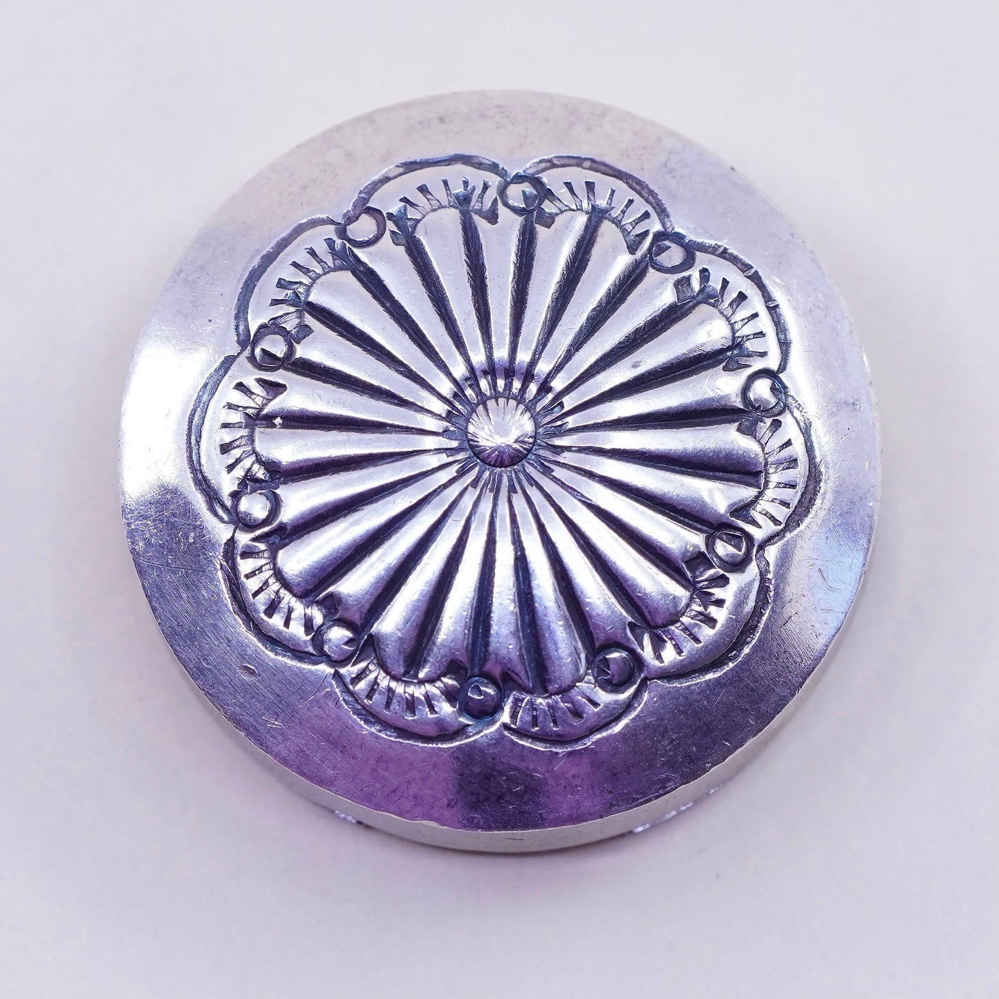 Vintage Native American handmade Sterling 925 silver button cover