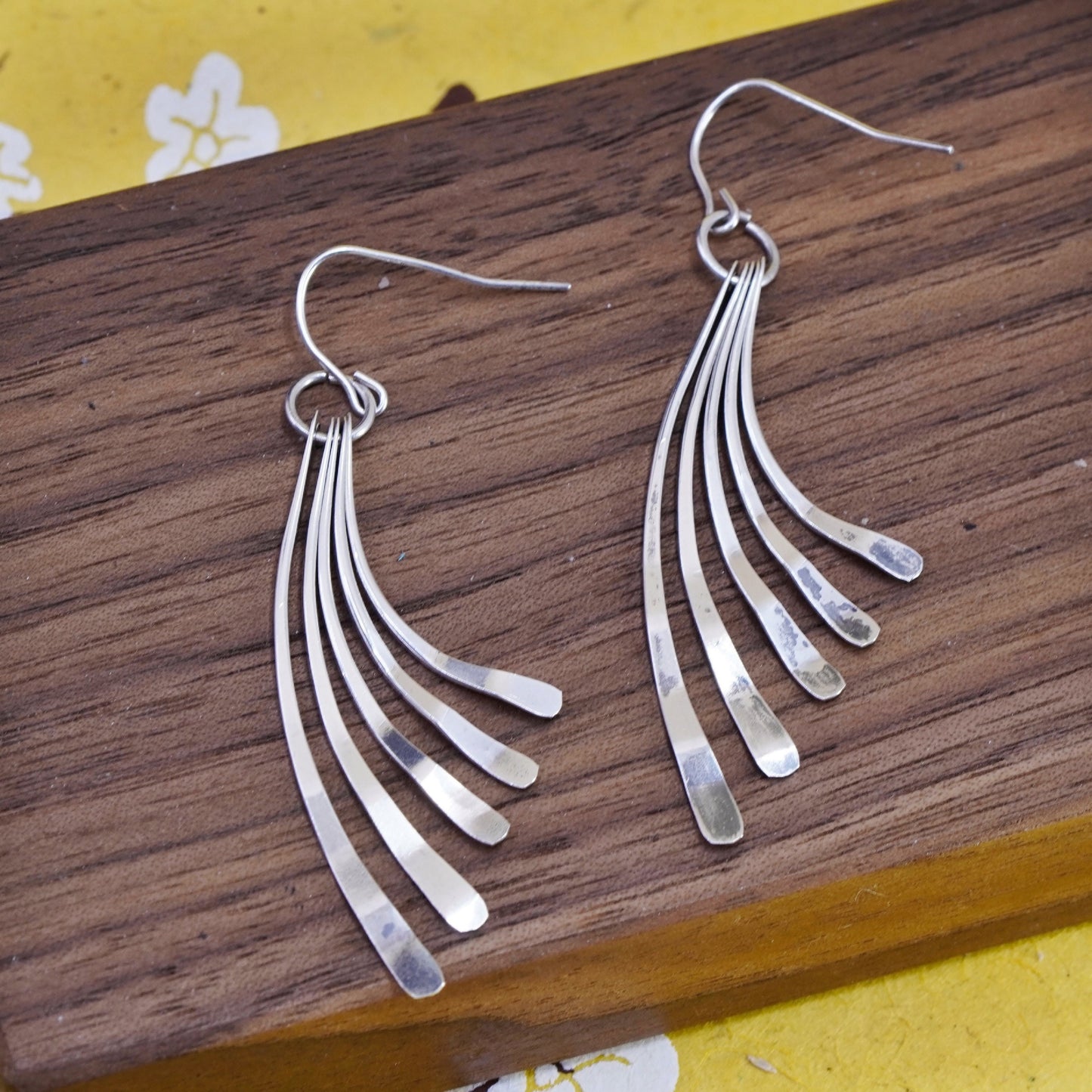 Vintage Sterling silver handmade earrings, 925 wings dangle