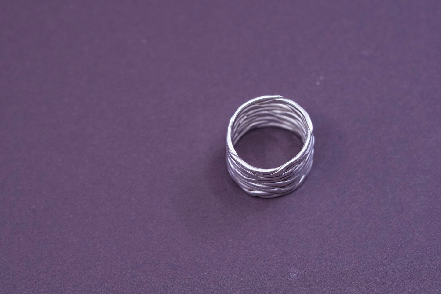 Size 5, vintage Sterling silver handmade wired ring, 925 band