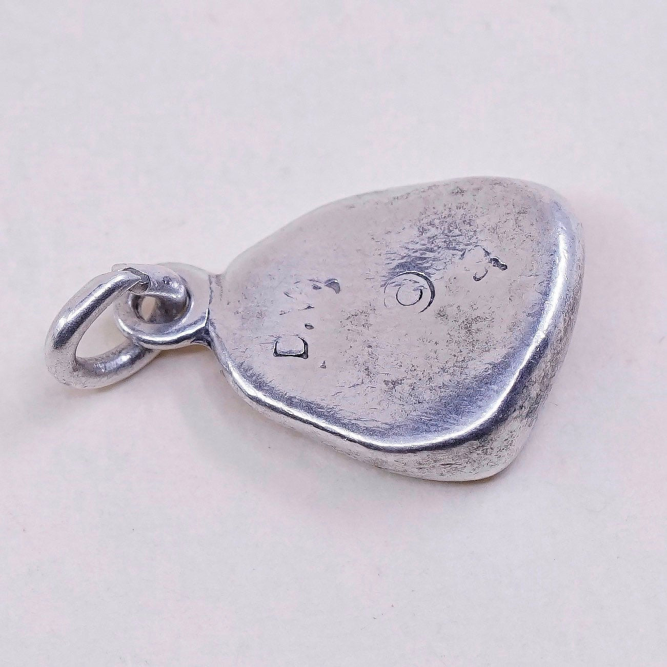 Vintage DV sterling silver Nugget charm, 925 pendant with “laugh” embossed
