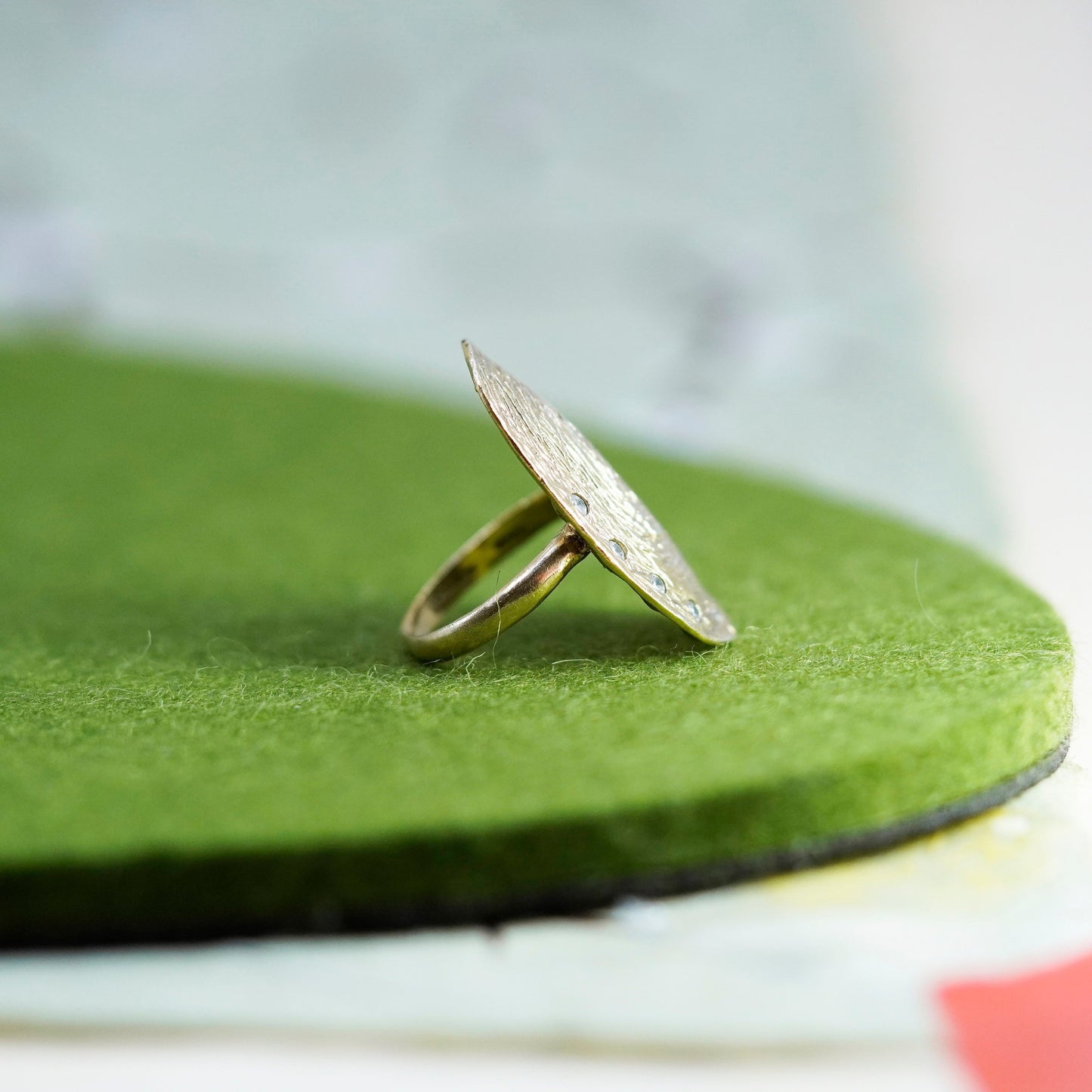 Size 7, Israel Pz Or Paz vermeil gold over 925 Sterling silver handmade ring cz
