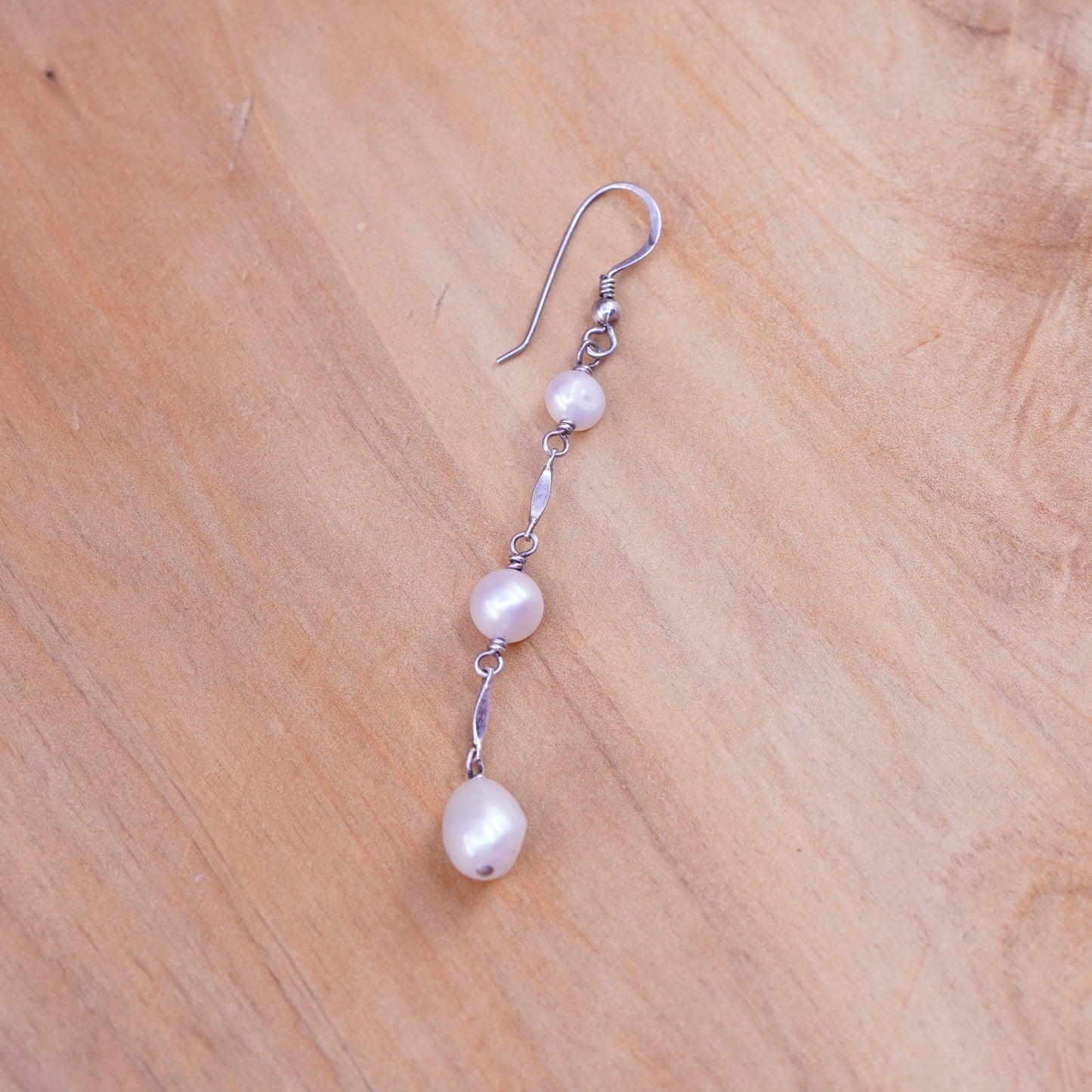 Vintage Sterling 925 silver handmade earrings with pearl