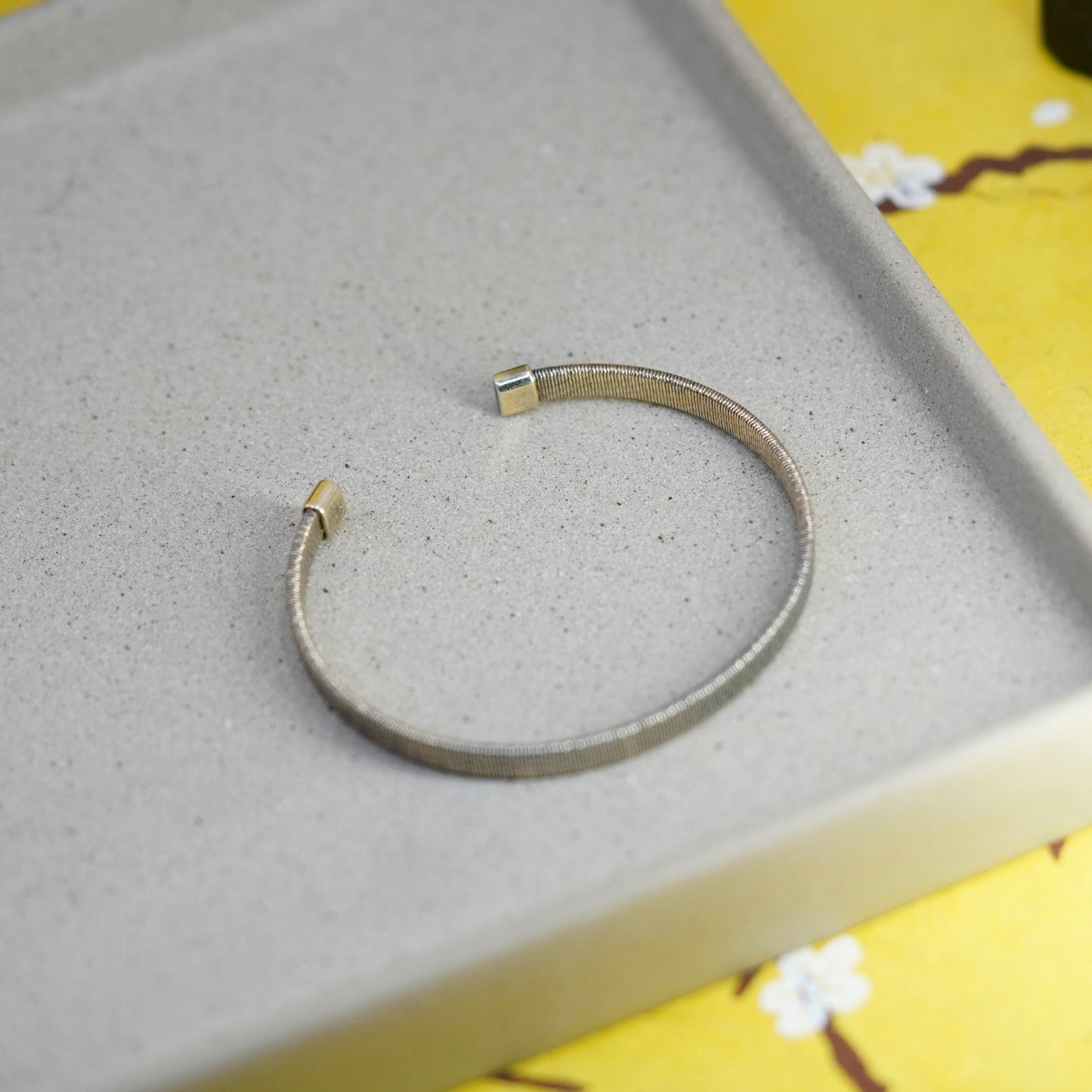 6.5”, Italy Dyadema vermeil gold Sterling silver bracelet, 925 glittering cuff