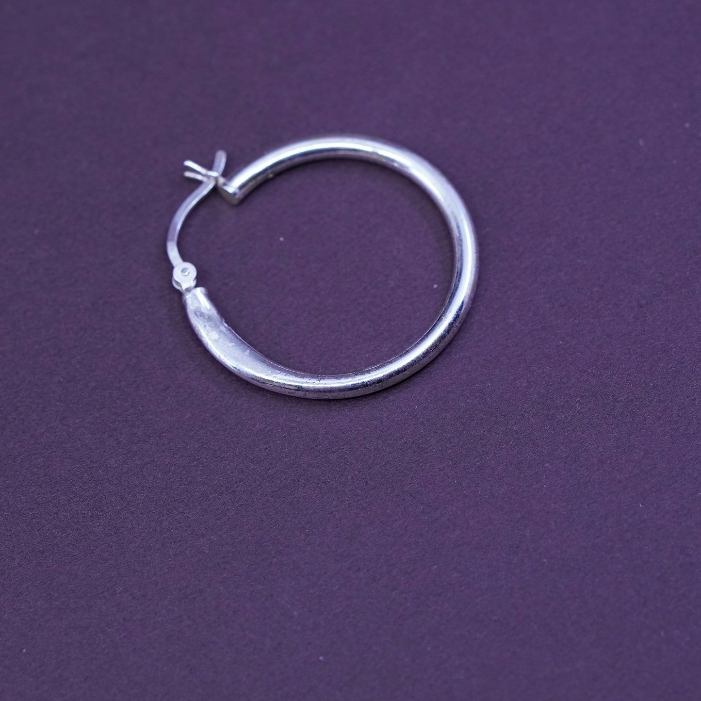 1”, Vintage Sterling silver handmade earrings, 925 silver hoops