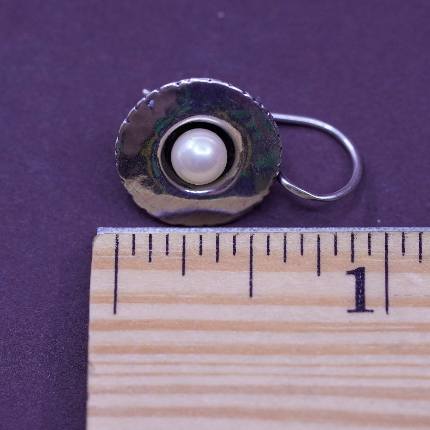 Vintage Israel didae shablool Sterling 925 silver handmade earrings with pearl