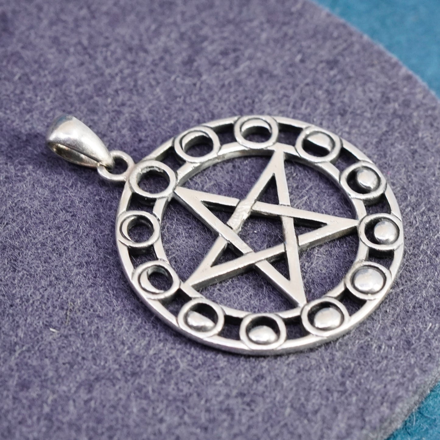 Vintage Sterling silver handmade pendant 925 tag charm with star