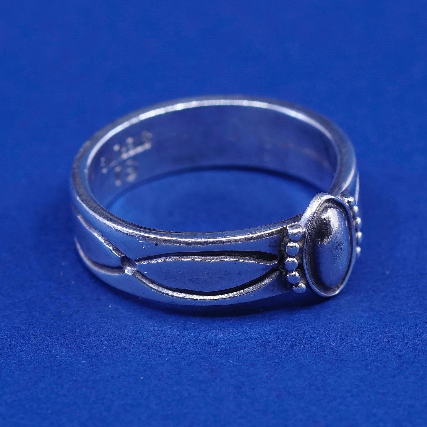 Size 9.25, vtg Sandrick Ahowenew Sterling silver handmade ring, hopi 925 band