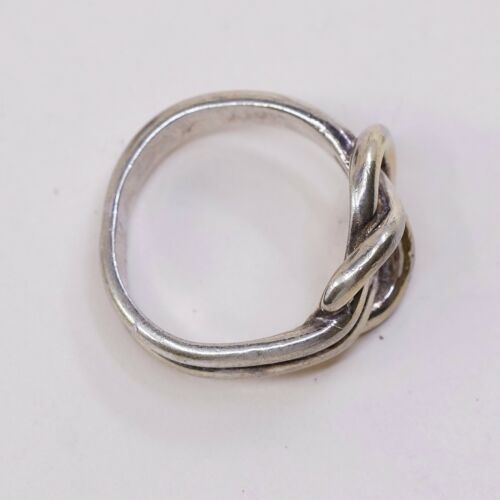Sz 6.5, Vtg Danecraft Sterling Silver Handmade Ring 925 Band Entwined Knot,