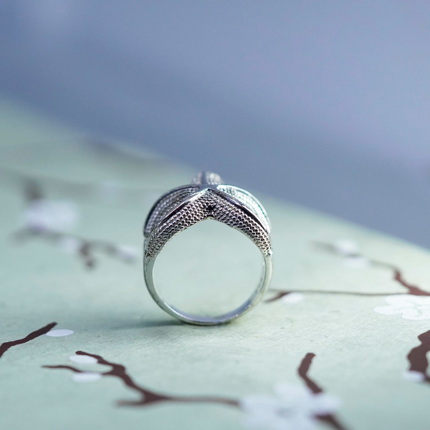 Size 7.5, vintage Sterling silver handmade ring, 925 starfish band