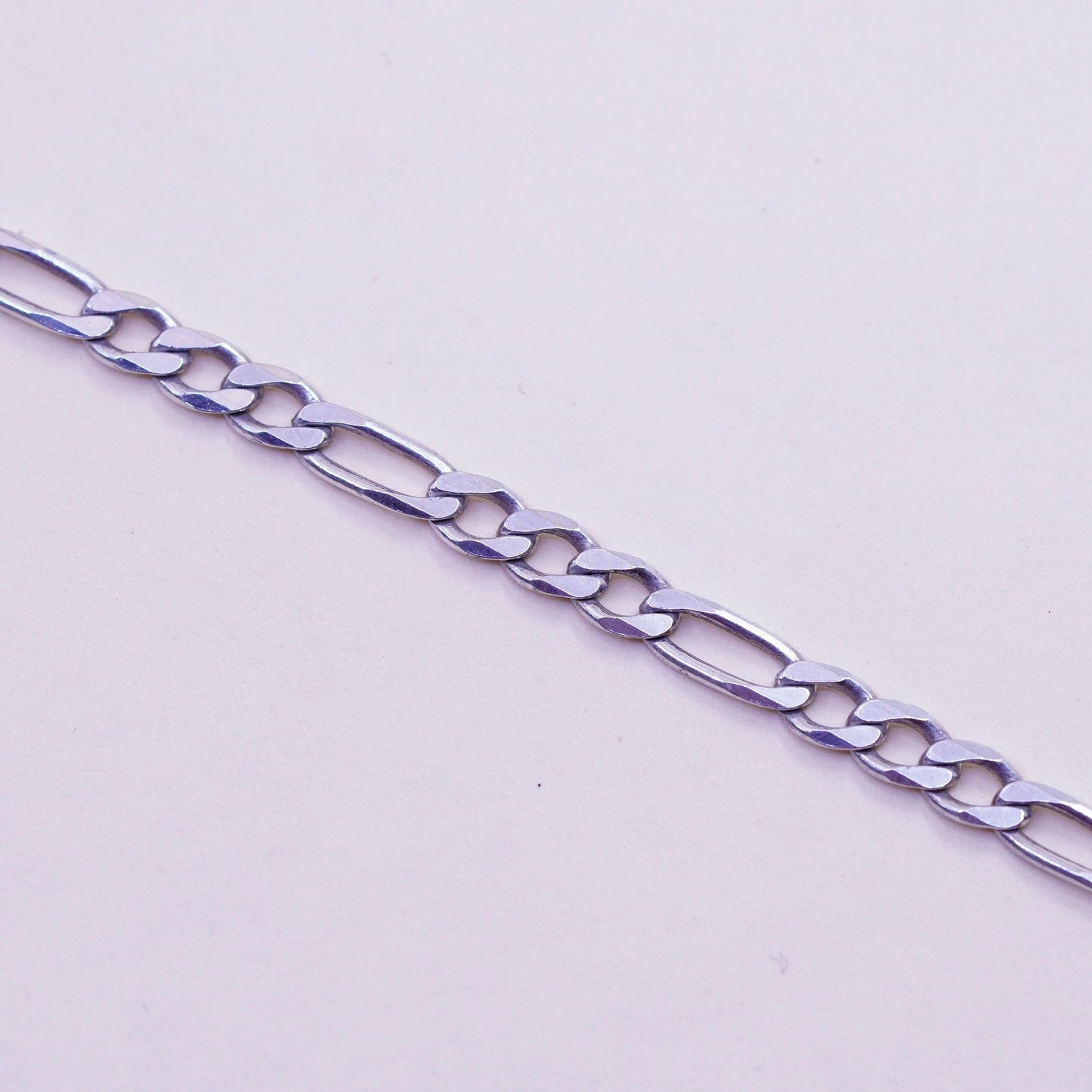 7”, 4mm, Vintage Italy sterling silver 925 chain, men’s figaro bracelet