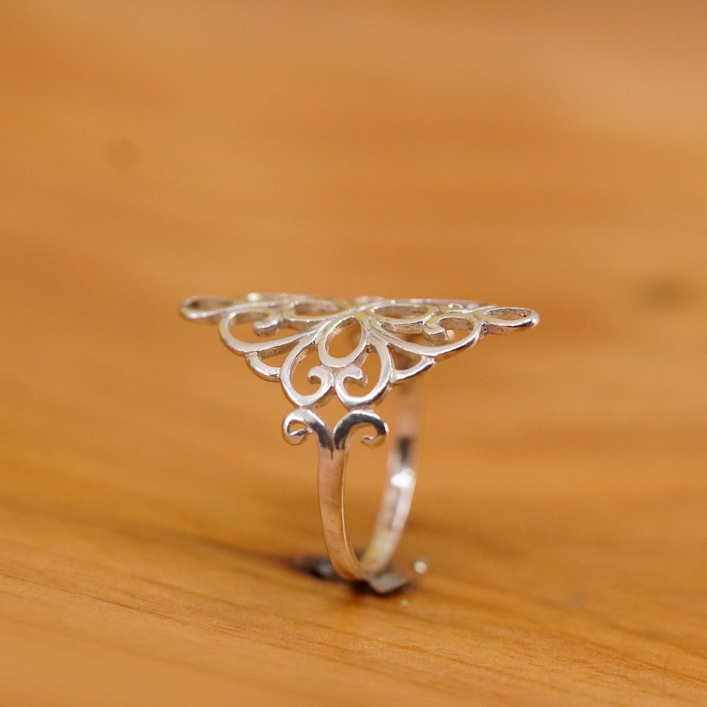 Size 6, Sterling silver handmade ring, southwestern 925 filigree swirl band