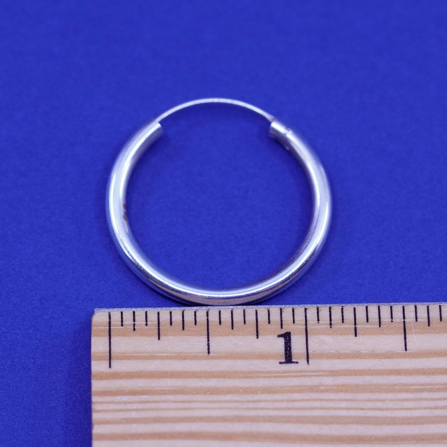 1”, vintage Sterling silver handmade earrings, bold 925 hoops