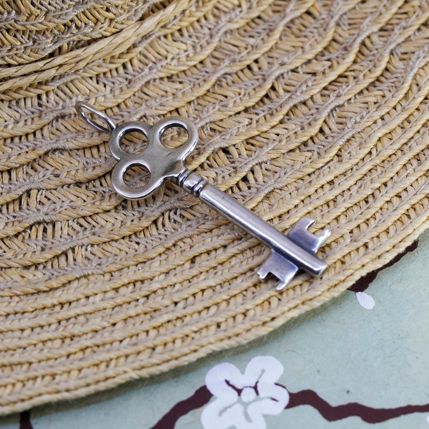 Vintage Sterling 925 silver handmade key pendant