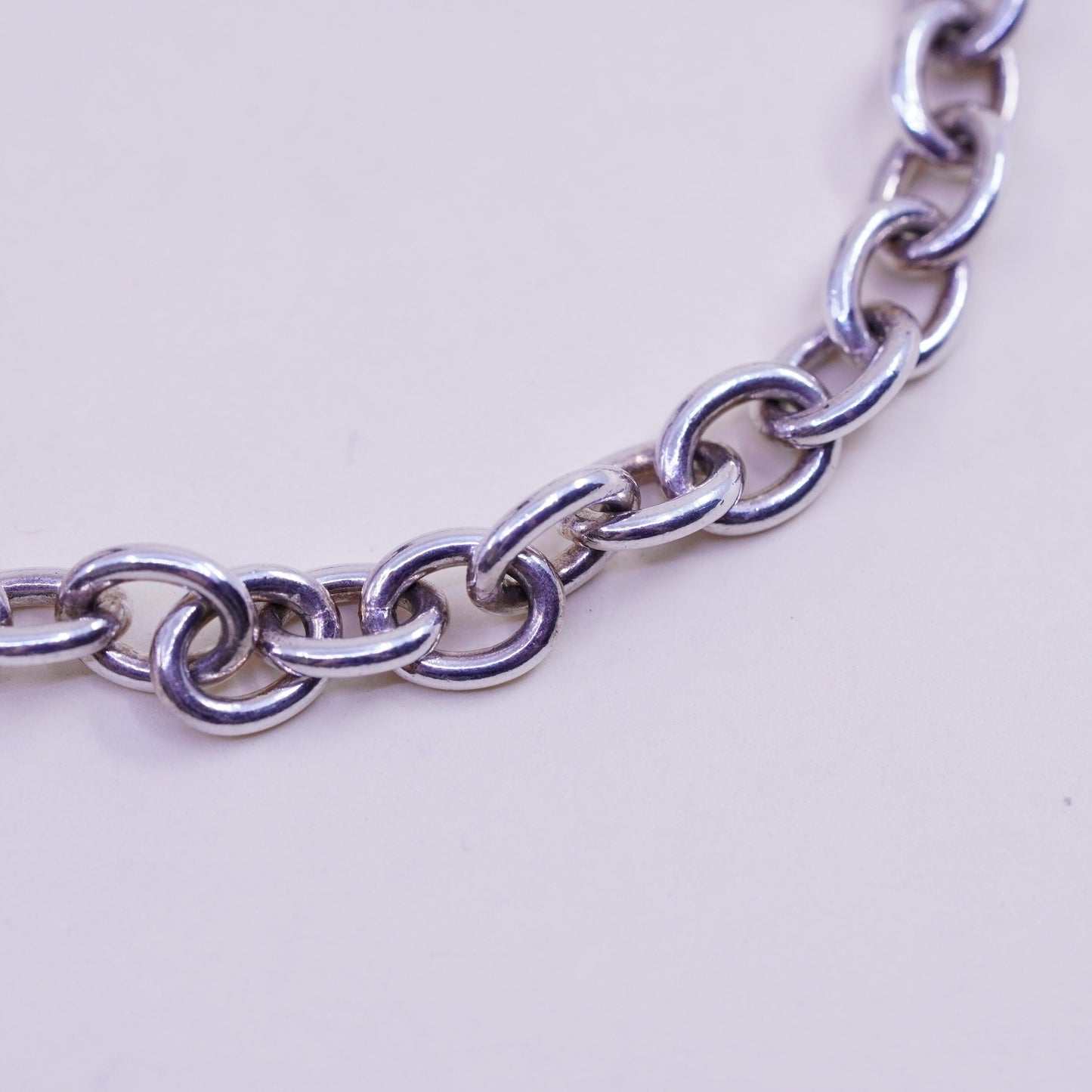 7.5”, 6mm, Vintage sterling 925 silver textured oval link chain