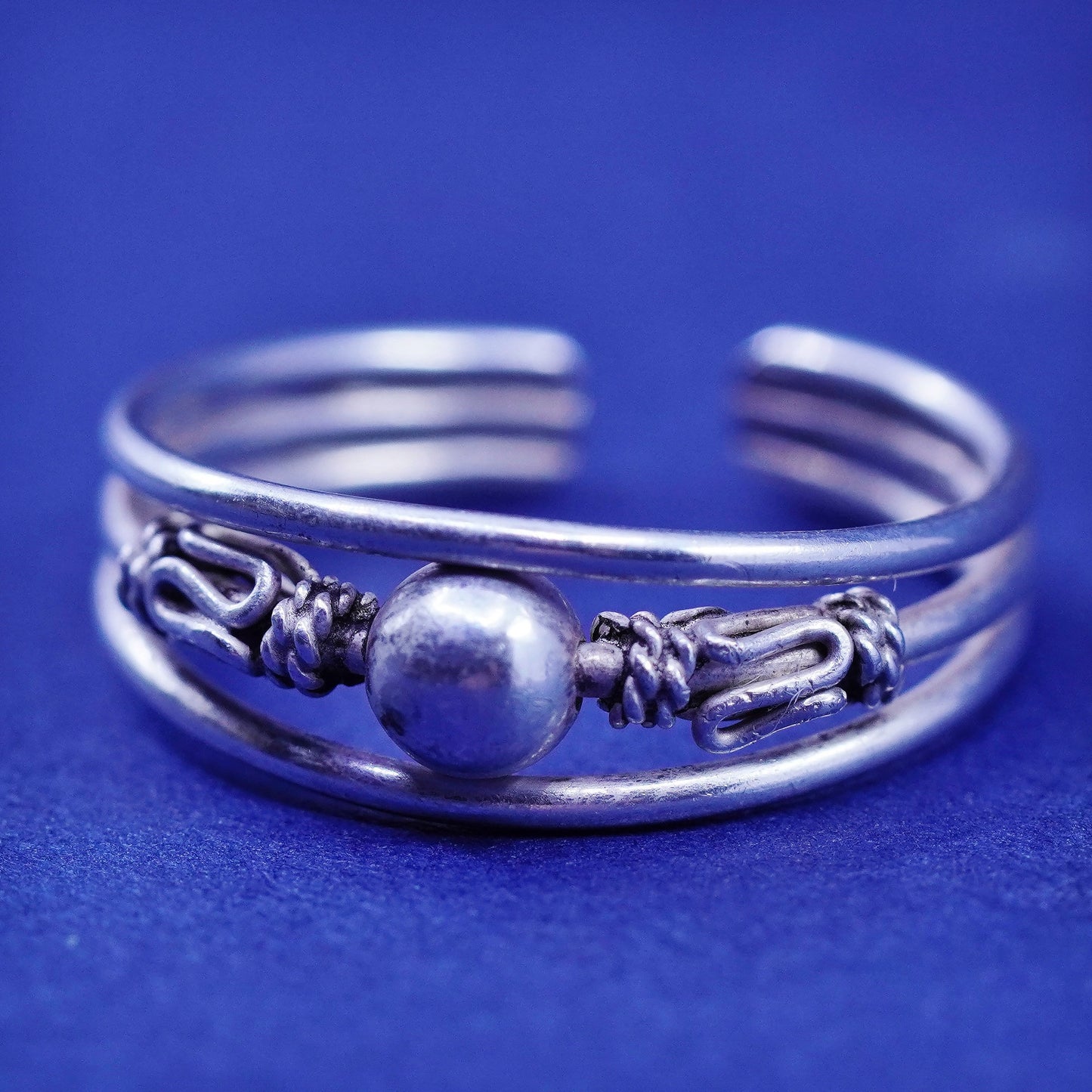 Size 3.5, vintage Sterling silver handmade ring, 925 filigree open band