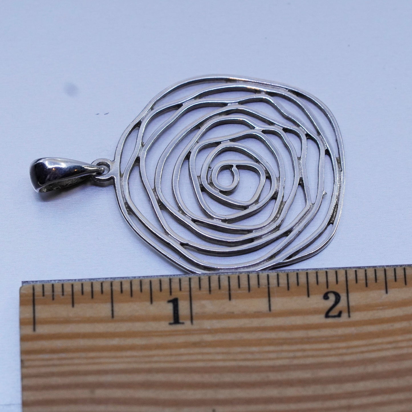 Vintage sterling 925 silver filigree flower pendant charm