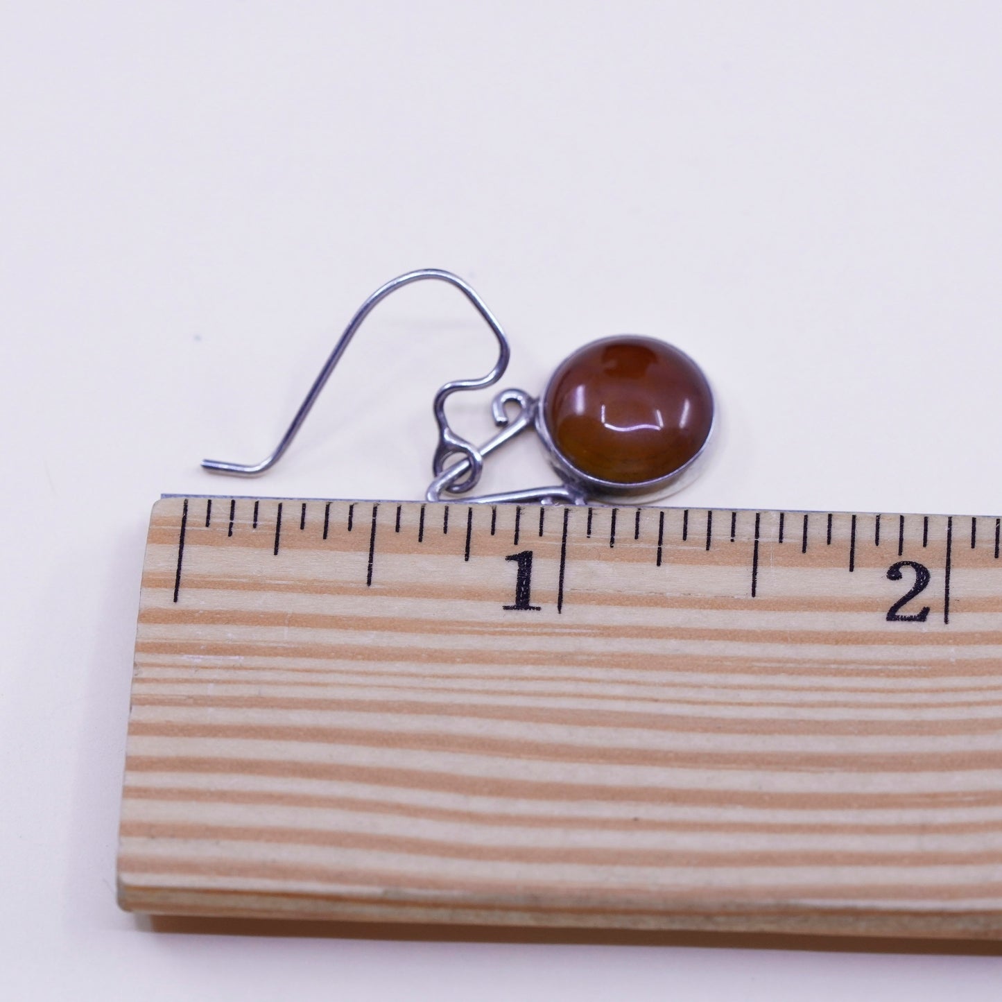 Vintage sterling 925 silver handmade earrings with circle carnelian
