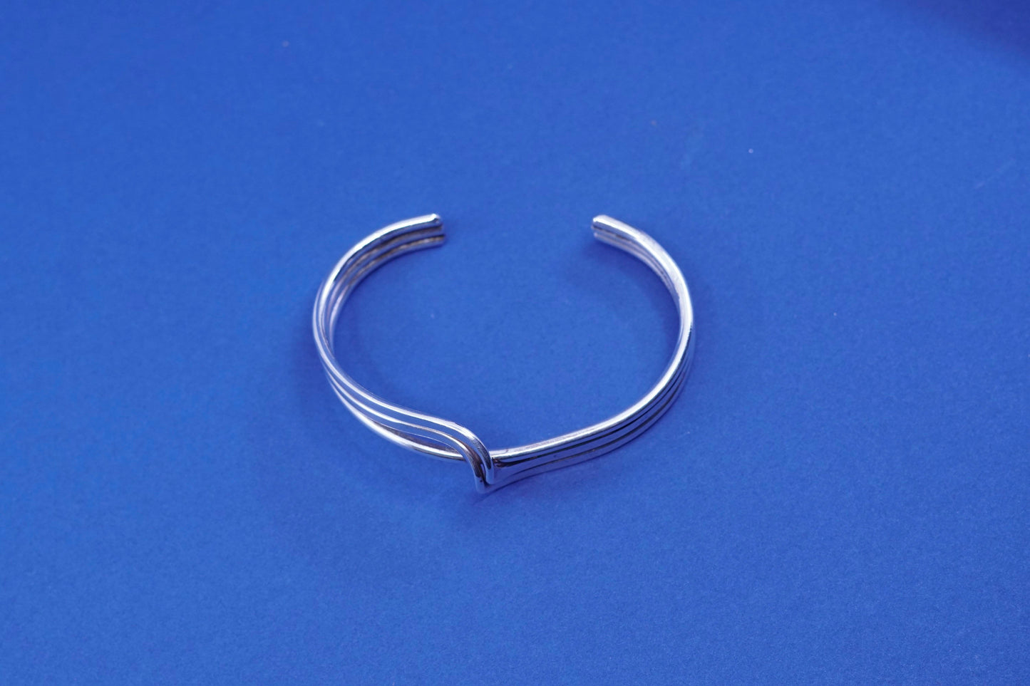 7”, vintage Sterling silver handmade wired bracelet, modern 925 twisted cuff,