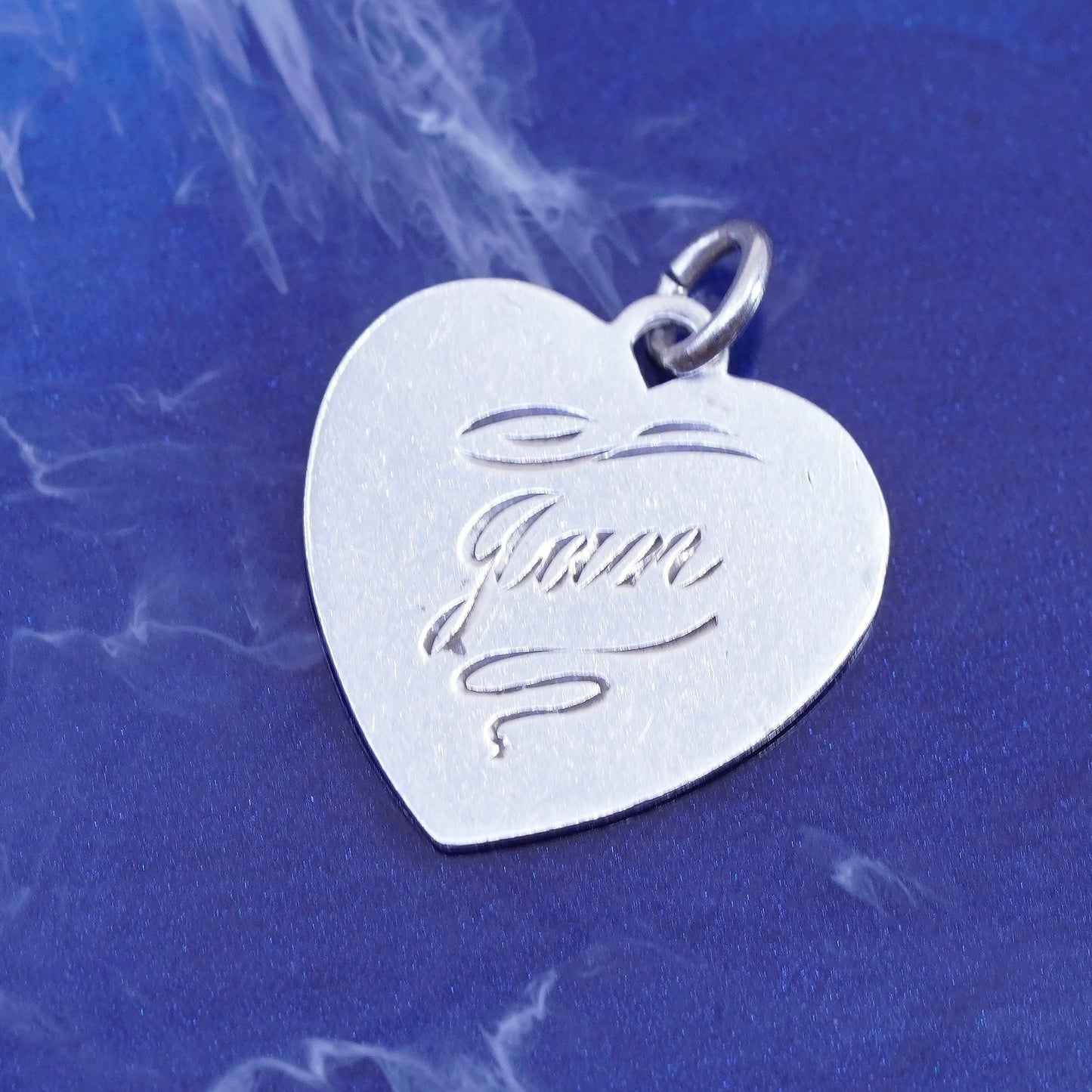 vtg forstner sterling silver handmade pendant, 925 heart charm embossed “Gan”
