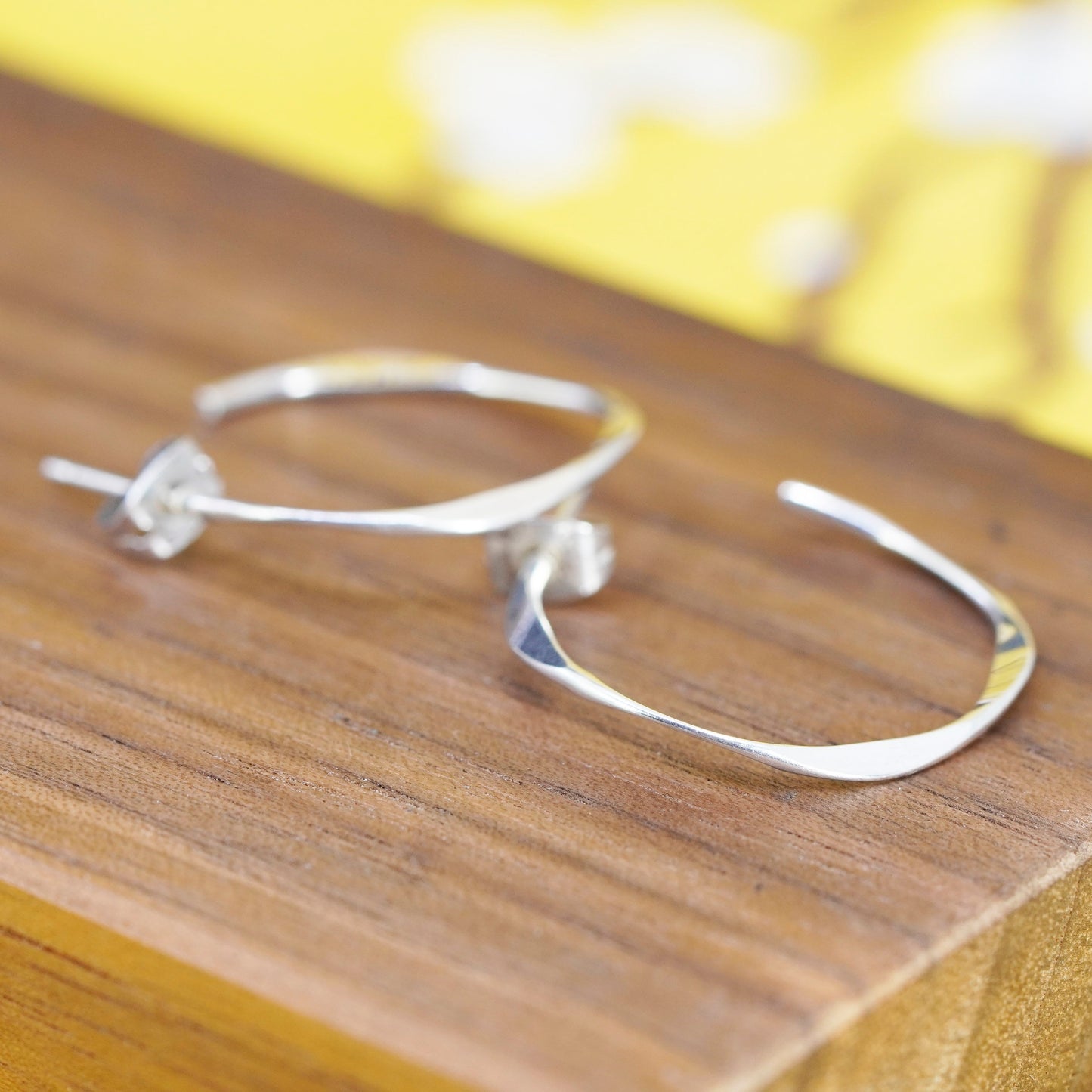 1”, vintage Sterling silver hoop earrings, 925 huggie studs