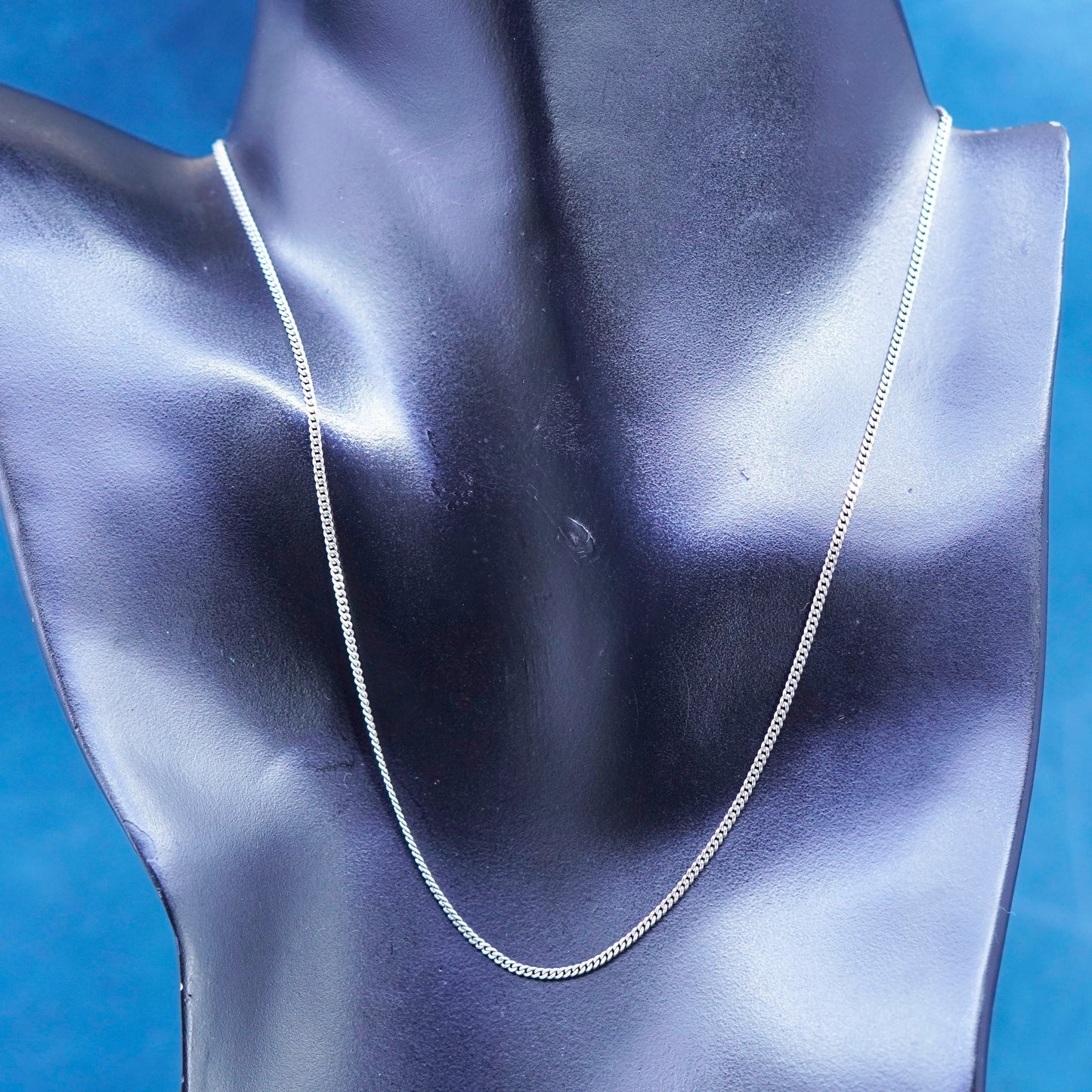 16+2”, 1mm, vintage Italy Sterling silver necklace, 925 curb chain