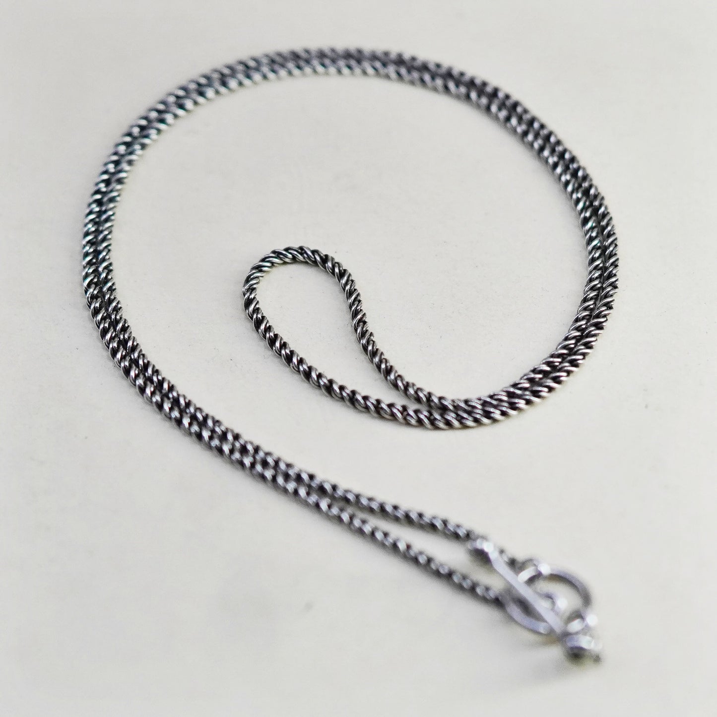 17.5”, 1.6mm, Vintage sterling silver 925 handmade twisted curb chain, necklace