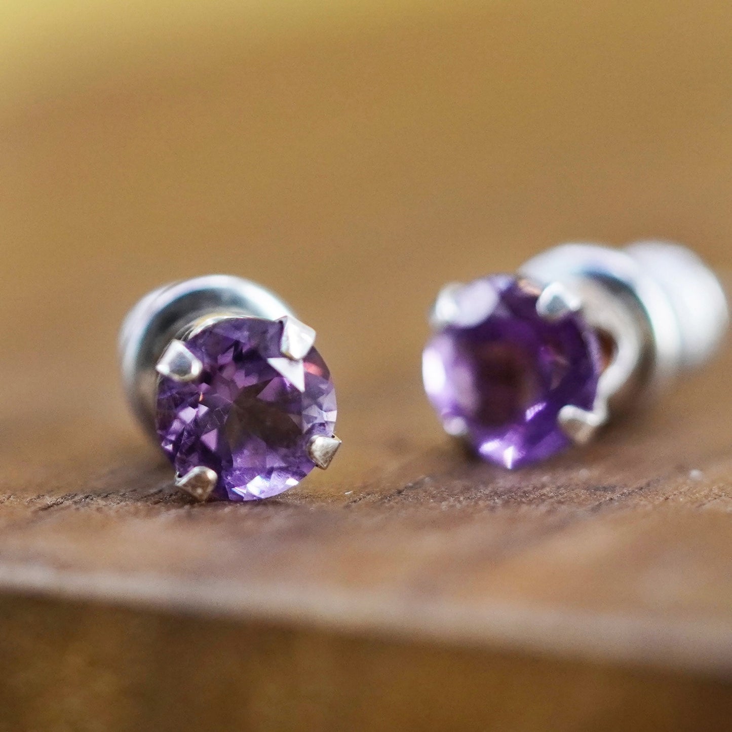 Vintage Sterling 925 silver amethyst studs, earrings