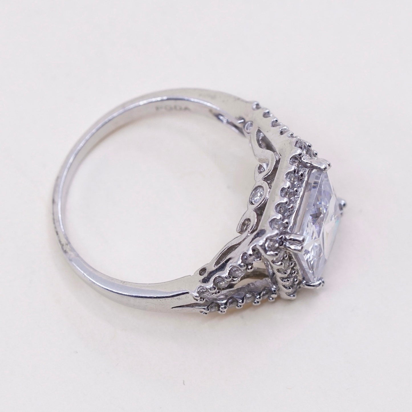 Size 7, vintage PGDA Sterling 925 silver with cz engagement ring
