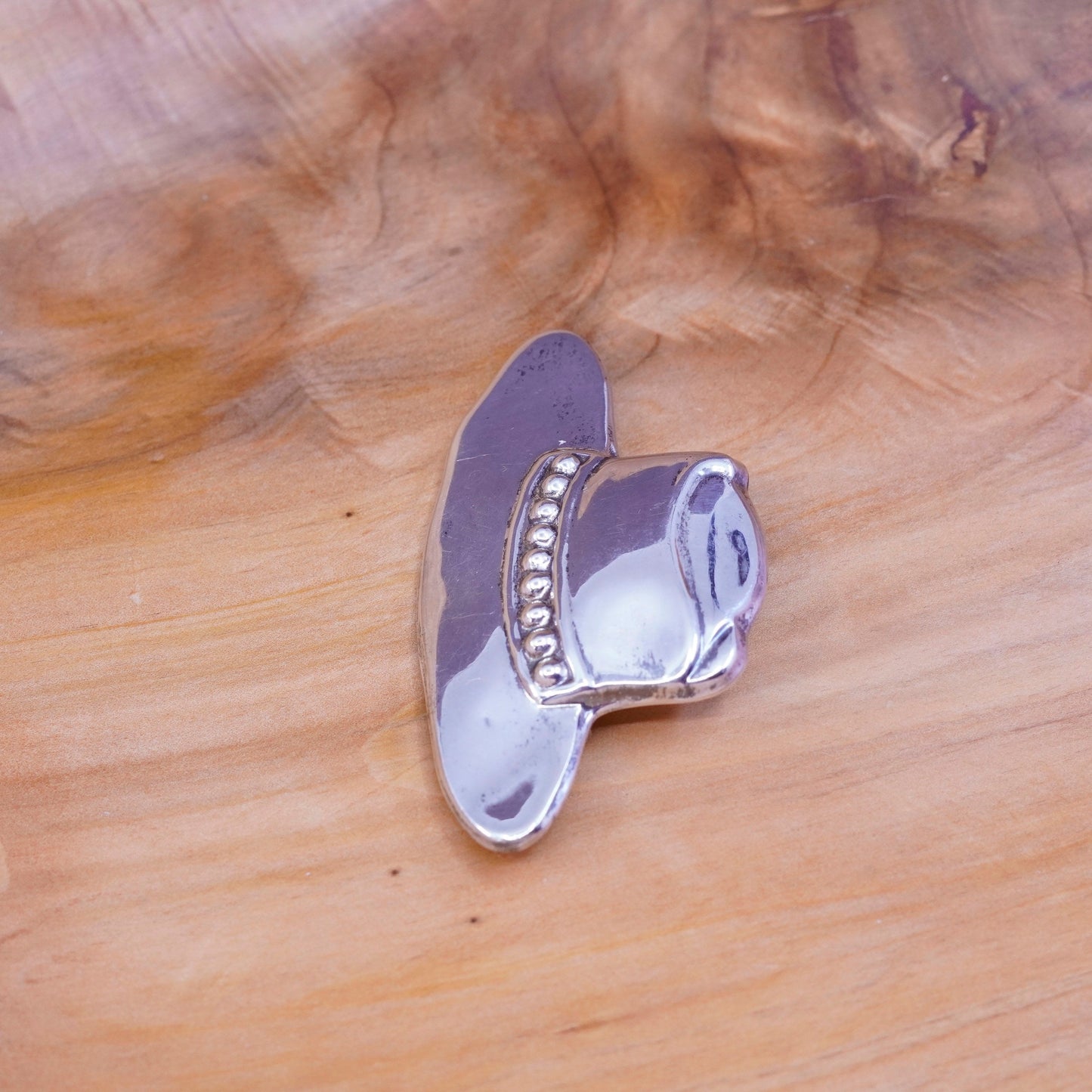 Vintage handmade modern sterling 925 silver sun hat brooch