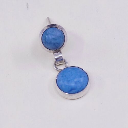 Vtg handmade Sterling Silver earrings, Southwestern 925 Turquoise Dangles