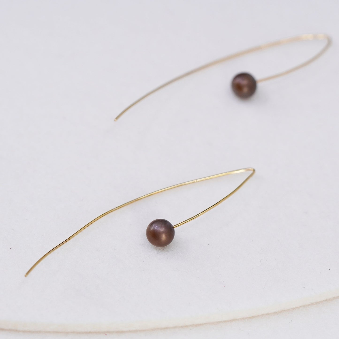 vermeil gold over Sterling 925 silver handmade earrings with freshwater pearl