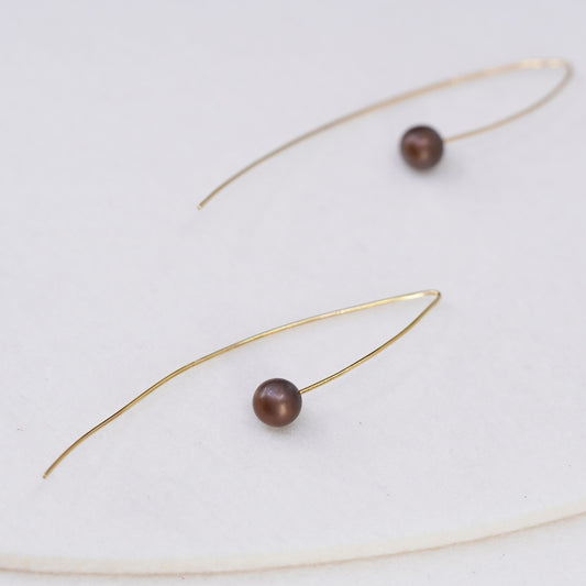 vermeil gold over Sterling 925 silver handmade earrings with freshwater pearl