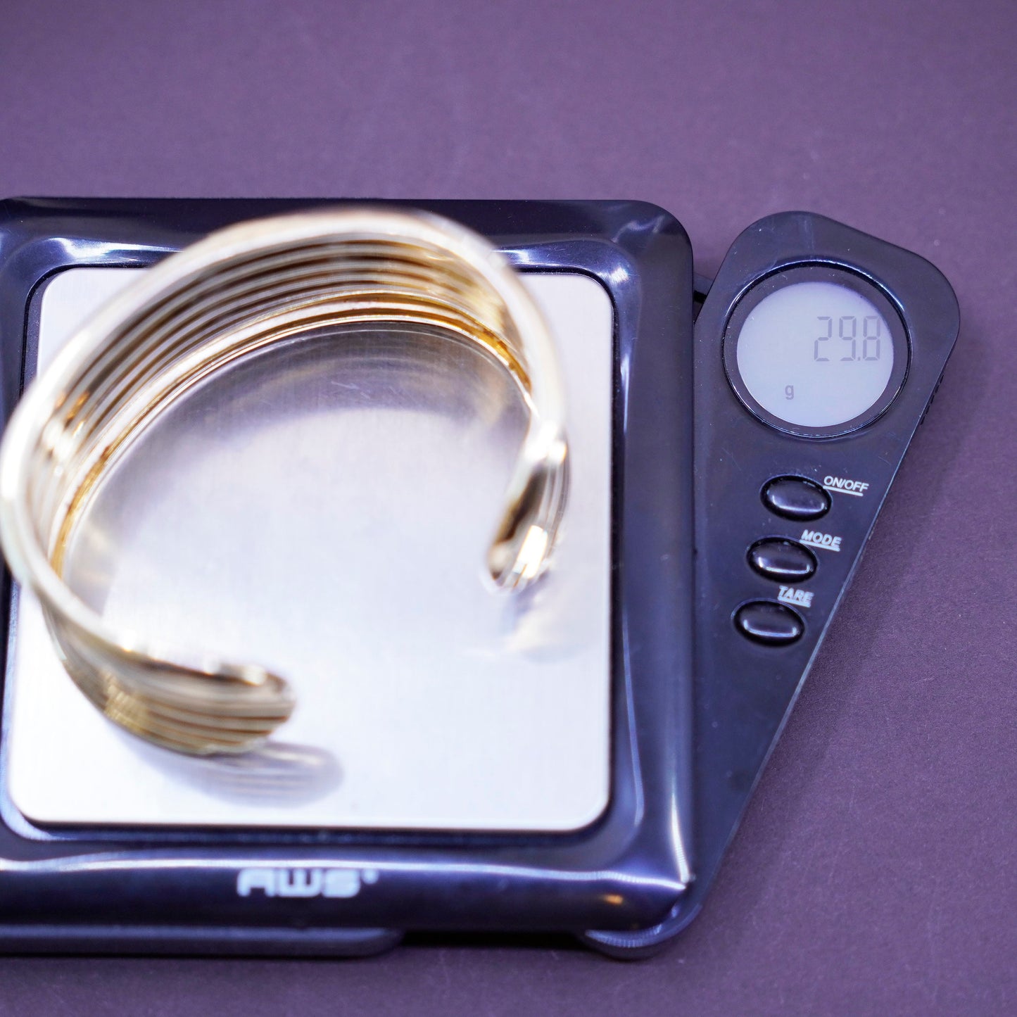 6.25”, vintage vermeil gold over Sterling silver handmade bracelet, 925 cuff
