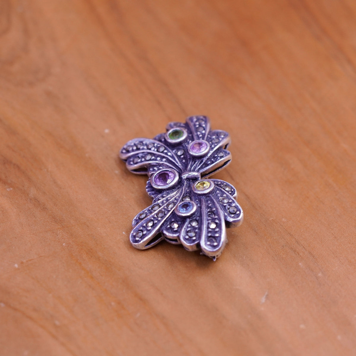 Vintage antique Art Deco southwestern sterling 925 silver butterfly brooch