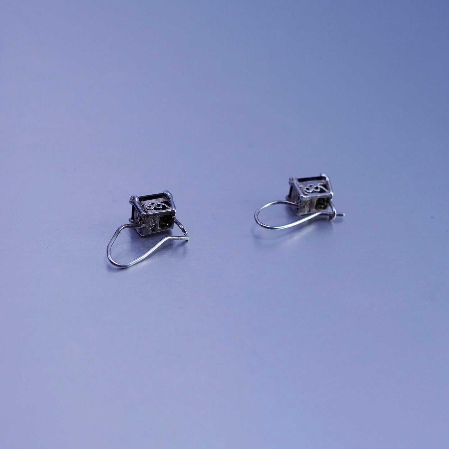 Vintage Sterling 925 silver handmade earrings with smoky topaz