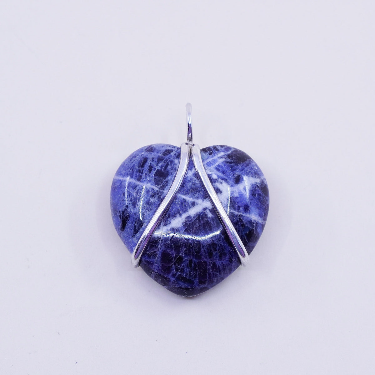 Vintage mexico handmade sterling silver 925 with heart azurite