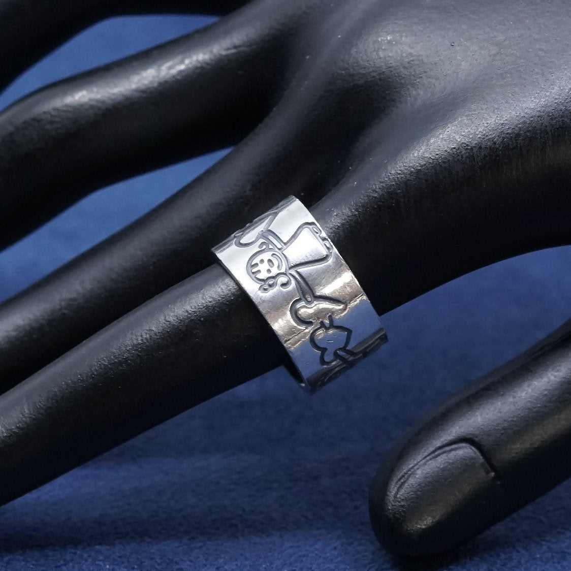 sz 6.5, vtg Sterling silver handmade ring, FAS 925 band engraved kids n heart