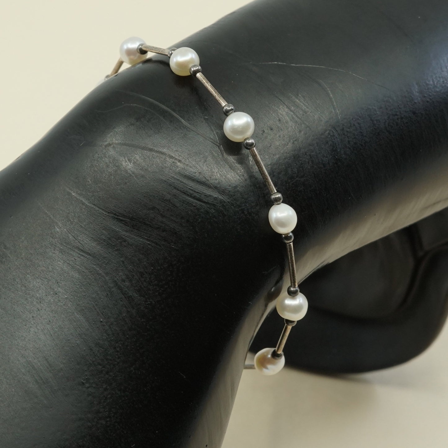 7", sterling silver bracelet, 925 snake link chain with fresh water pearl