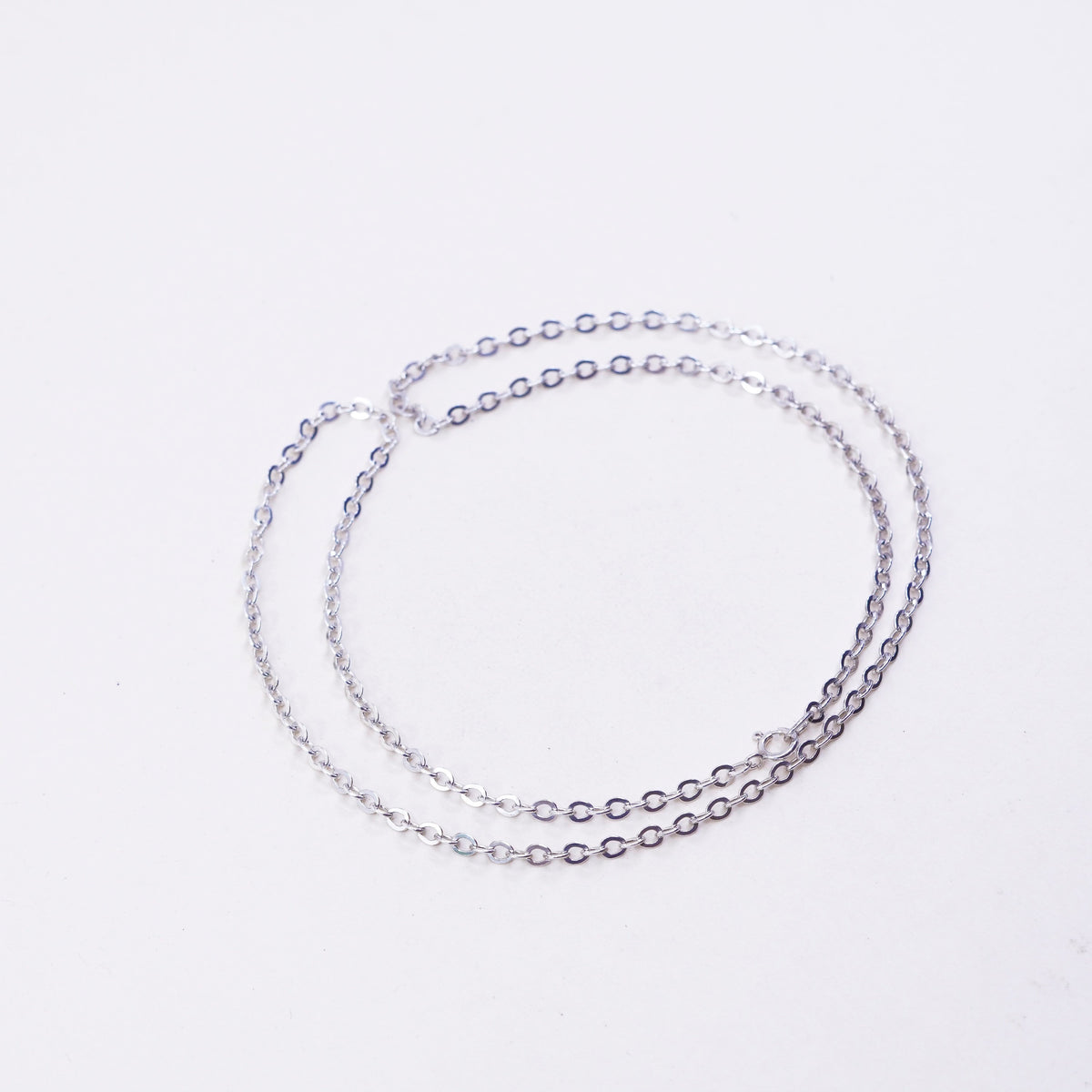 20”, 3mm, Vintage sterling silver flatten circle chain, Italy 925 necklace