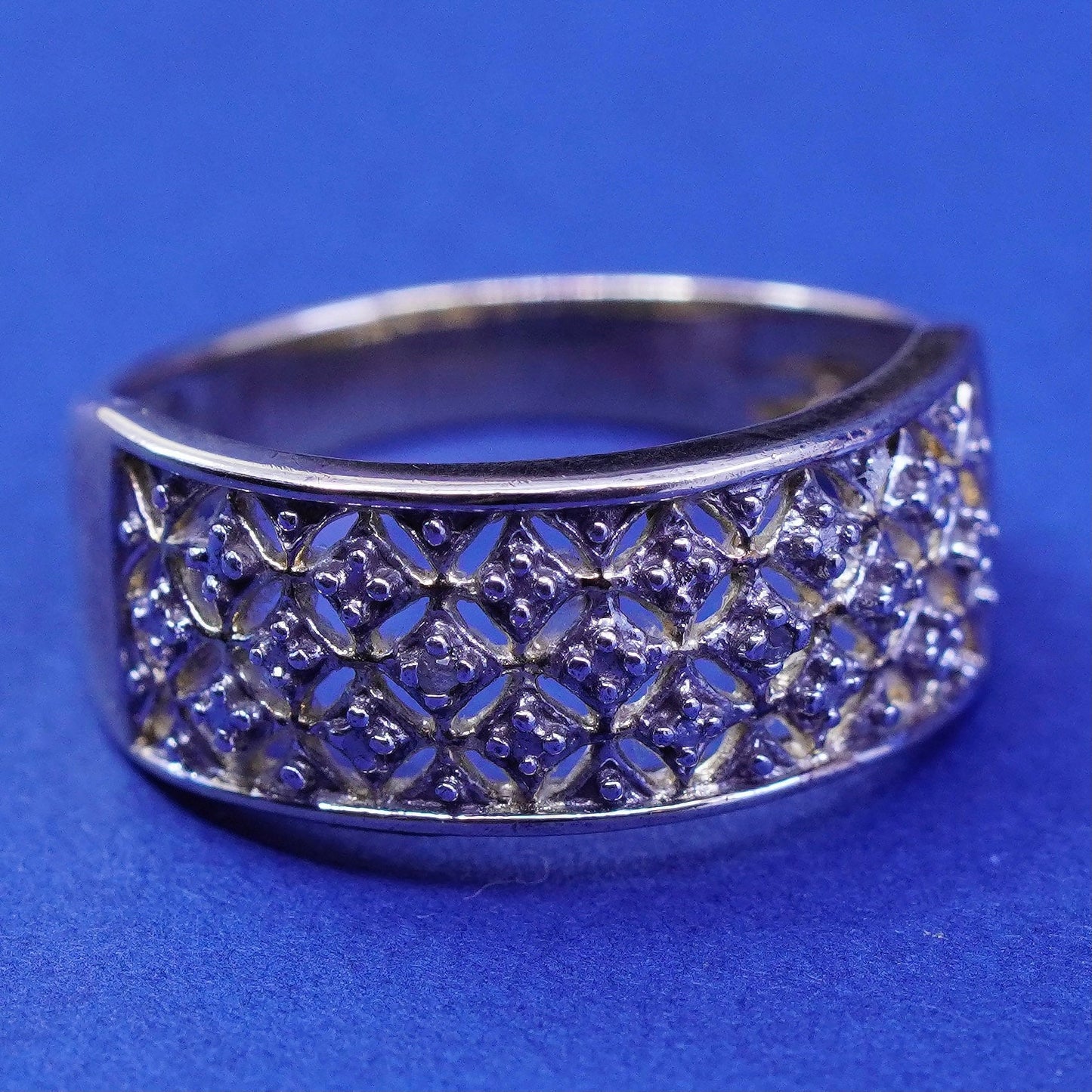 Size 8, vermeil gold filled Sterling silver engagement ring, 925 band diamond