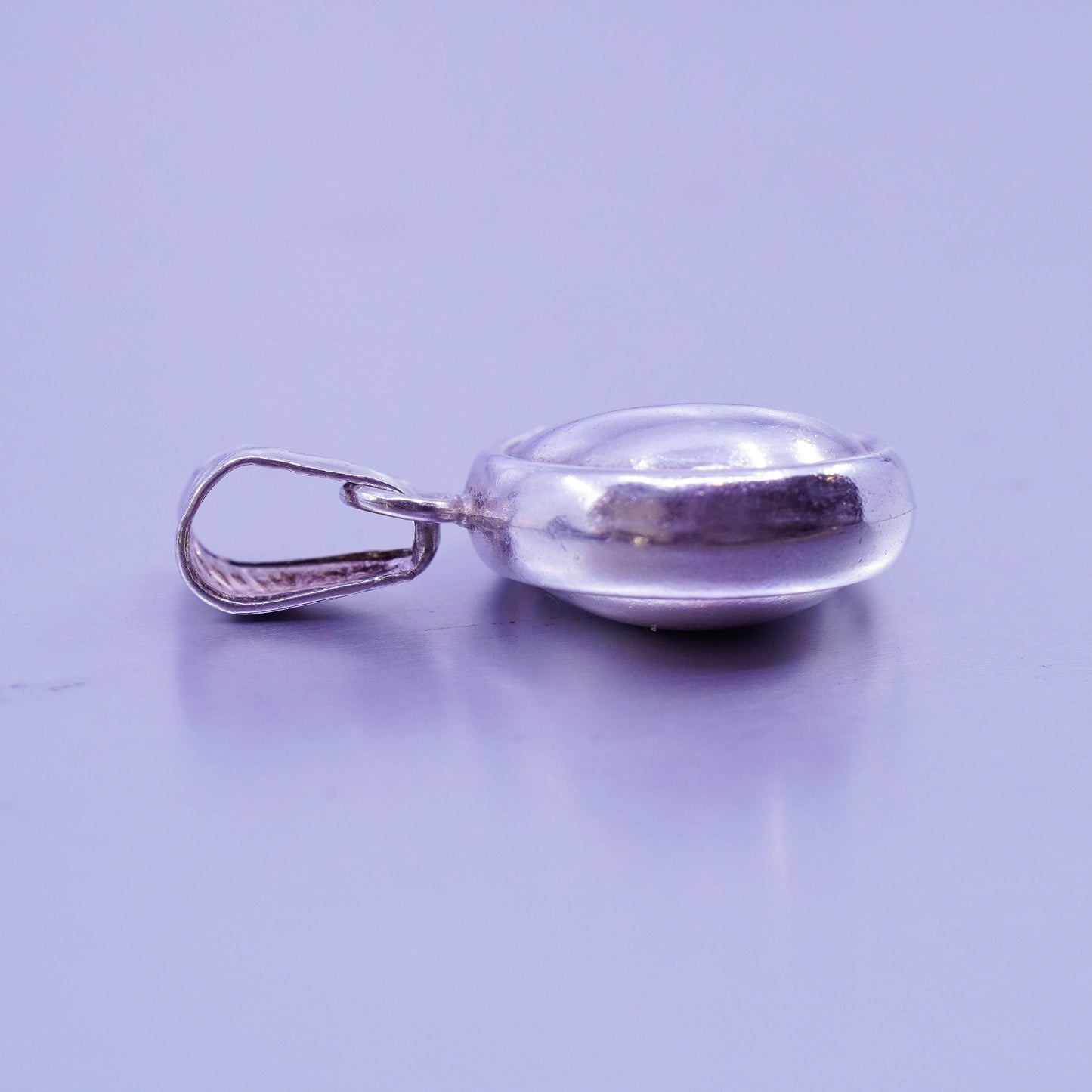 Antique Sterling silver handmade puffy 925 moon charm pendant