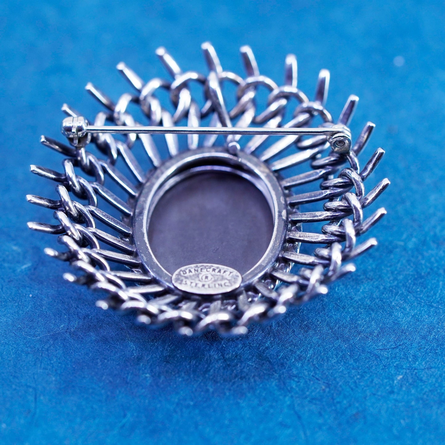 Vintage danecraft sterling 925 silver handmade brooch with dandelion loop pin