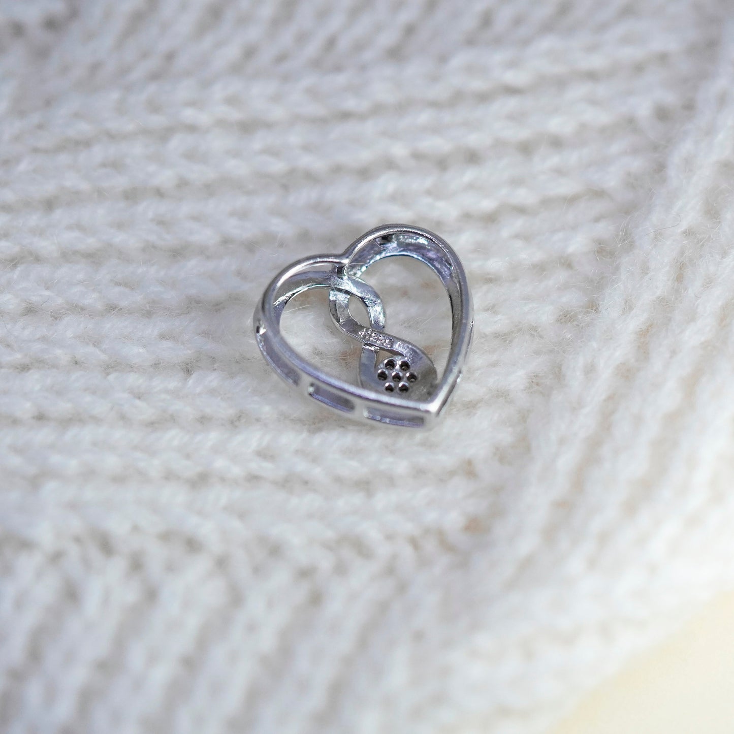 vintage Sterling silver Pendant, 925 heart with real diamond