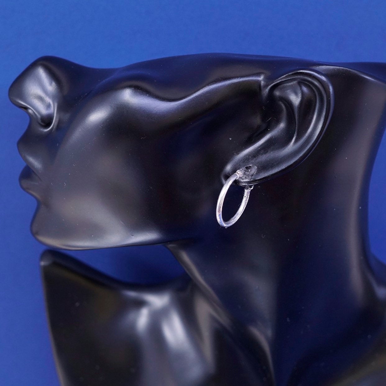 0.75”, vtg Sterling silver handmade earrings, 925 hoops, huggie