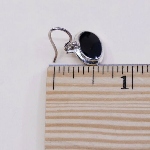 Amazing handmade Sterling Silver earrings, 925 Oval Obsidian Dangles