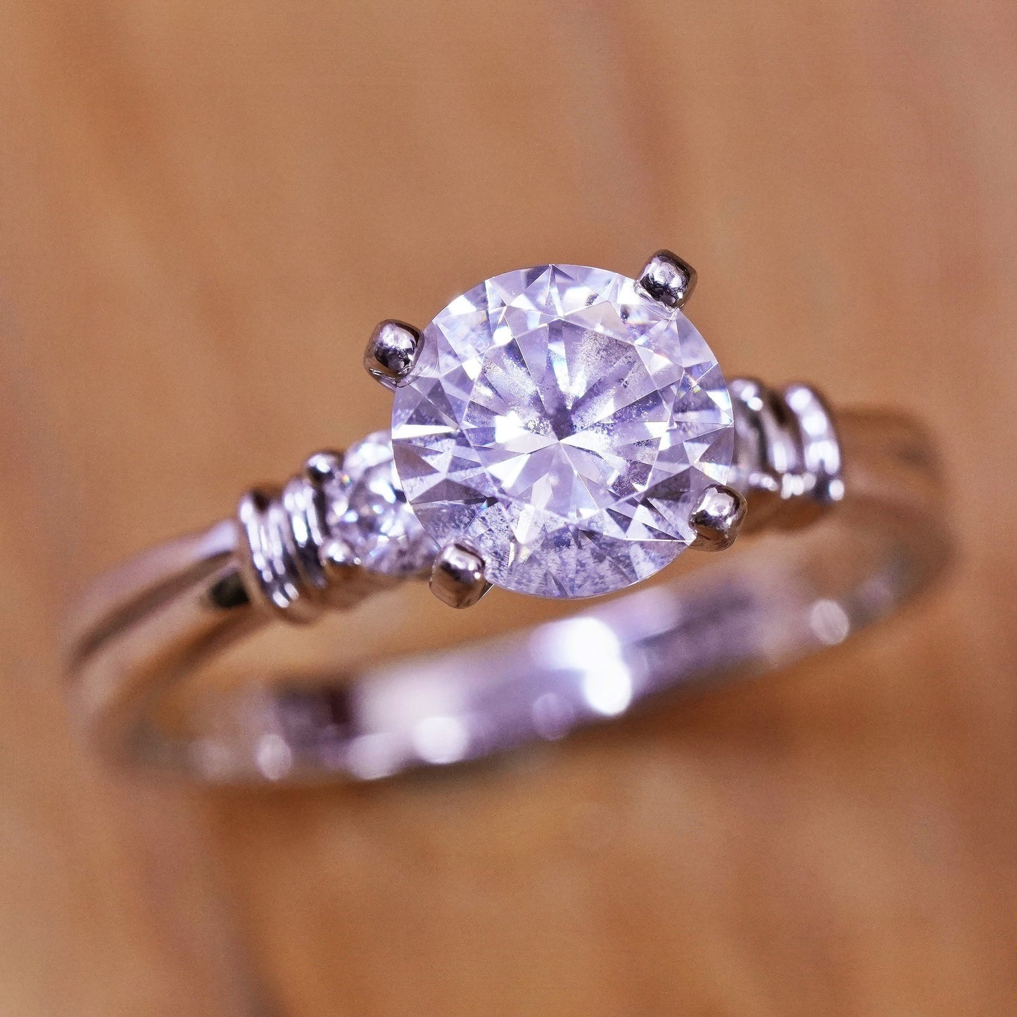 Size 9.5, vintage Sterling 925 silver anniversary engagement ring with cz