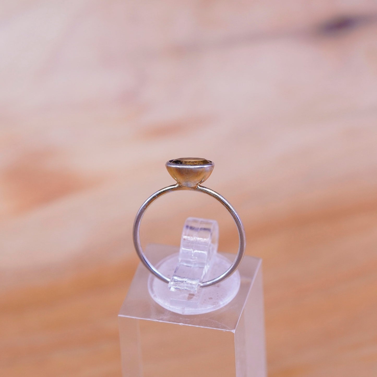 Size 6.25, vintage Sterling 925 silver handmade statement ring with citrine