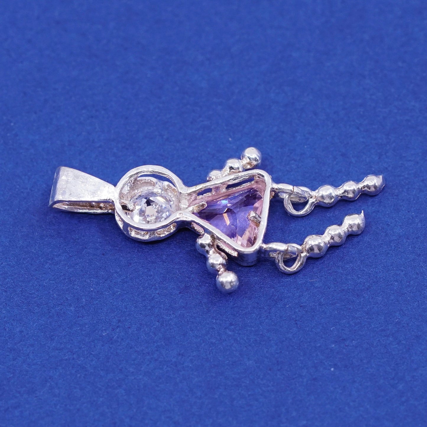 Sterling silver handmade birthstone pendant, 925 girl figure with pink crystal