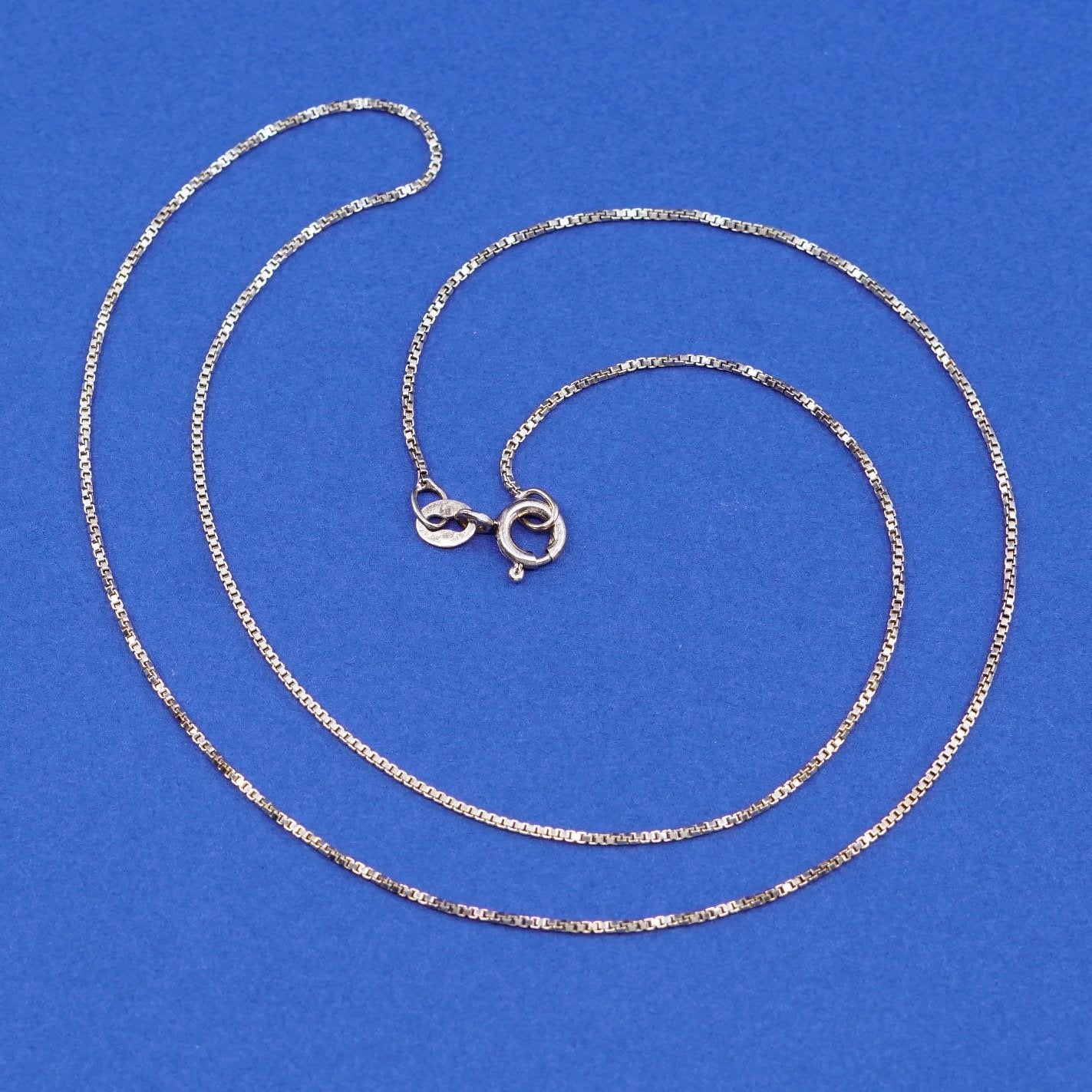 18", 1mm, vintage Sterling silver necklace, gold over 925 silver box chain
