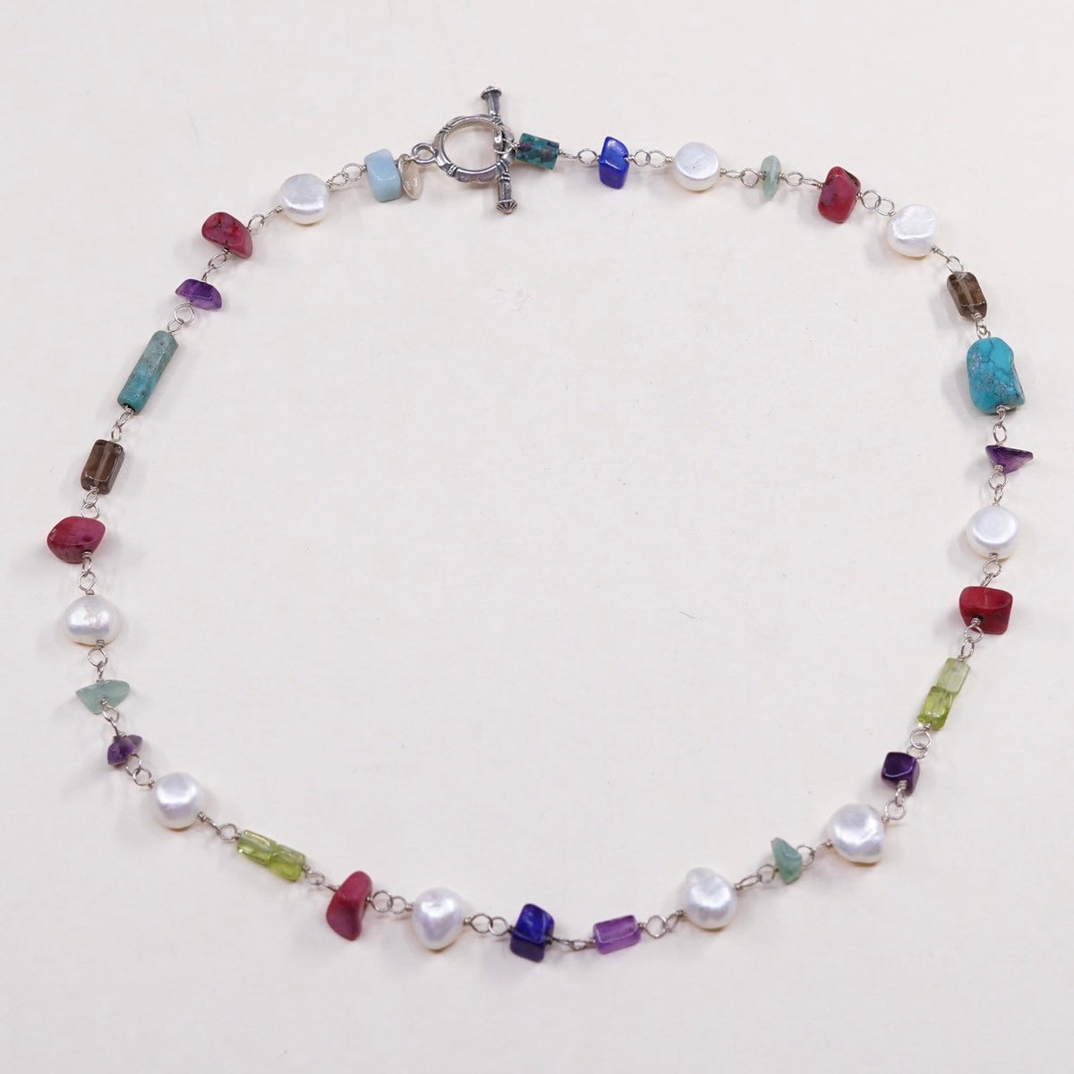 16”, RETIRED Silpada Sterling 925 Silver Peridot Lapis Coral Jade & Turquoise